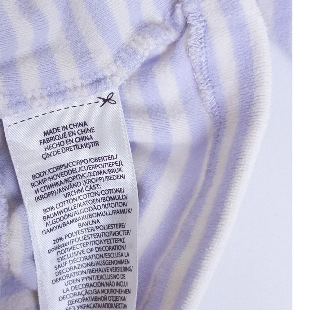 Ralph Lauren Velour Dress Baby 9M‎ Purple White Striped Ruffle Long Sleeve Pony